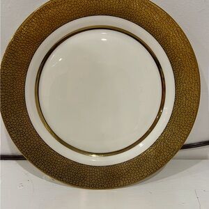 6 Gold Pattern Rim Porcelain Dinner Plate - White and Gold